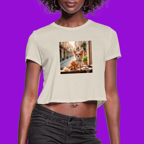 Morning coffee Chihuahua - Women's Cropped T-Shirt