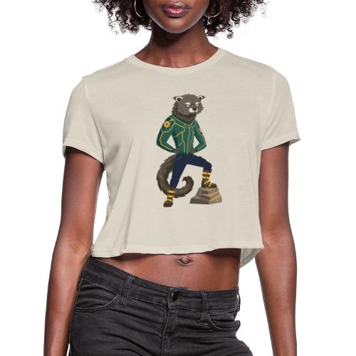Raccoon Ranger in Neon Armor - Women's Cropped T-Shirt