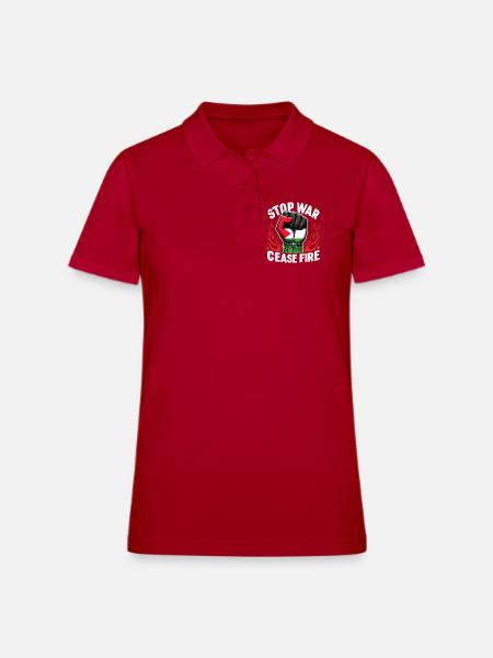 Stop War Cease Fire - Women's Pique Polo Shirt - cherry red - Front