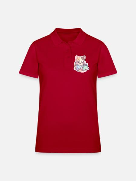 Code Cat Coder Hoodie - Women's Pique Polo Shirt - cherry red