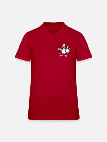 Drowsy Duck Alarm Coffee Chaos - Women's Pique Polo Shirt - cherry red - Front