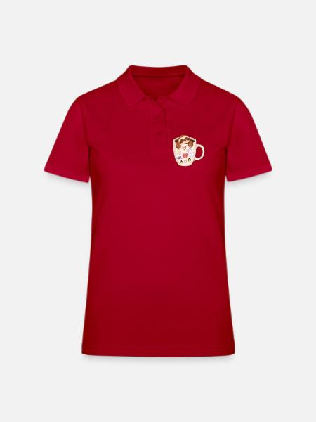 Sleepy Sloth in Cozy Mug Sticker Joy - Women's Pique Polo Shirt - cherry red - Front