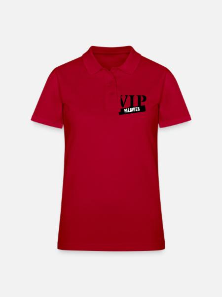 VIP Member - Matching Group Team Squad Crew Outfit - Women's Pique Polo Shirt - cherry red - Front