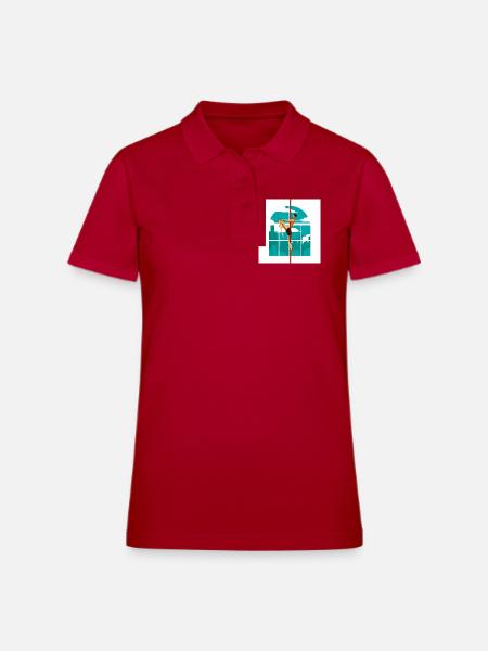male pole dancer performance - Women's Pique Polo Shirt - cherry red - Front
