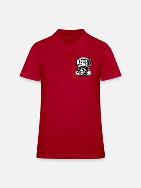 Just Another Beer Drinker with a Camping Problem - Women's Pique Polo Shirt - cherry red - Front