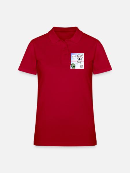 Angry Cat vs Veggie Stand-off - Women's Pique Polo Shirt - cherry red - Front