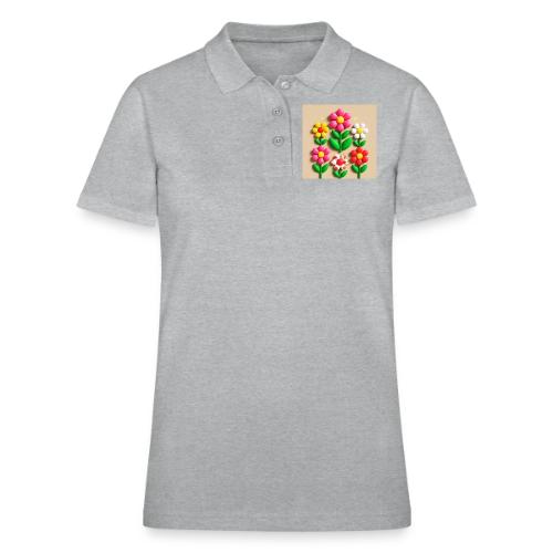 3D Flowers and Butterflies in Amber, Floral Design - Women's Pique Polo Shirt