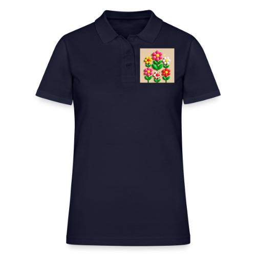 3D Flowers and Butterflies in Amber, Floral Design - Women's Pique Polo Shirt