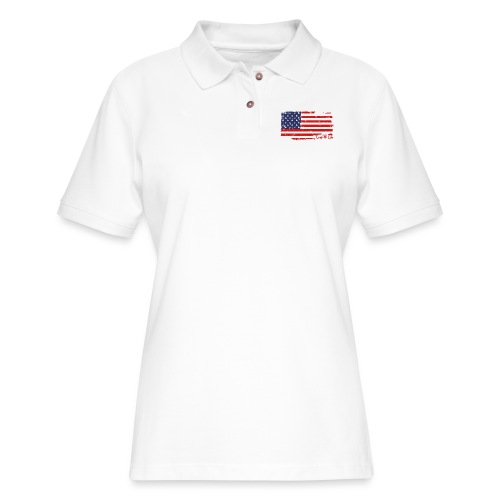 US Flag Leaf Life - Women's Pique Polo Shirt