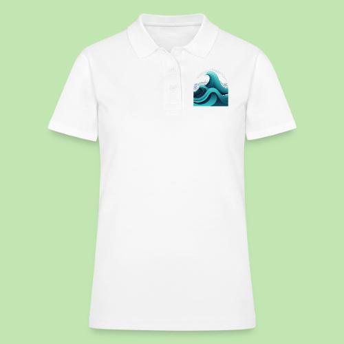 Dynamic Ocean Wave Illustration - Women's Pique Polo Shirt