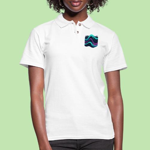 Abstract Wavy Ocean Pattern - Women's Pique Polo Shirt