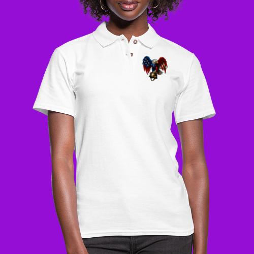 American Flag Bald Eagle - Helmet - Women's Pique Polo Shirt