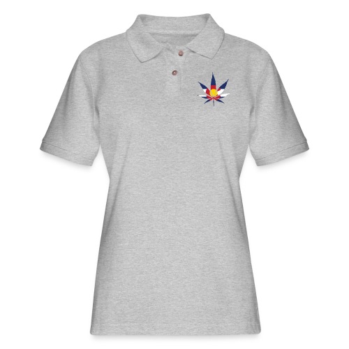 Colorado Pot Leaf Flag - Women's Pique Polo Shirt