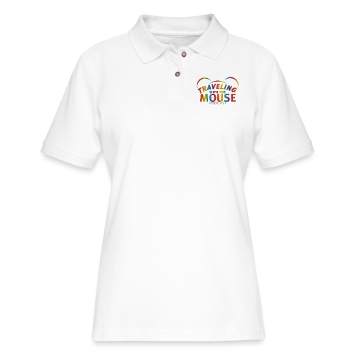 TravelingWithTheMouse logo transparent Rainbow Cr - Women's Pique Polo Shirt