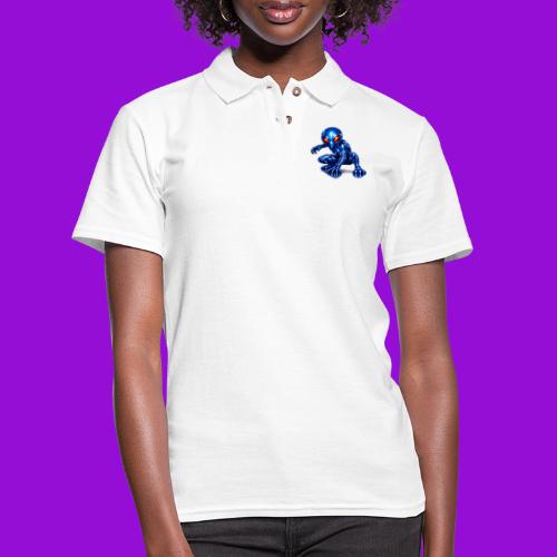 Blue Alien Crouch - Women's Pique Polo Shirt