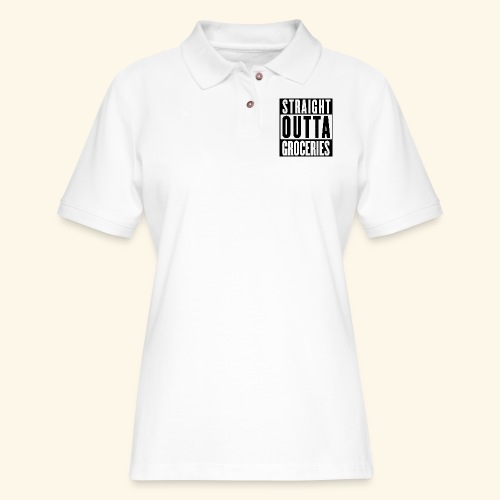 STRAIGHT OUTTA GROCERIES - Women's Pique Polo Shirt