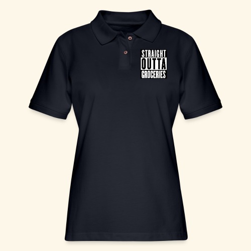 STRAIGHT OUTTA GROCERIES - Women's Pique Polo Shirt