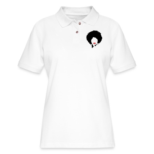 Afro with red lips - Women's Pique Polo Shirt