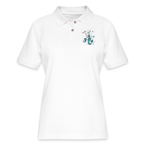Martini Mermaid Blonde -for dark tees - Women's Pique Polo Shirt