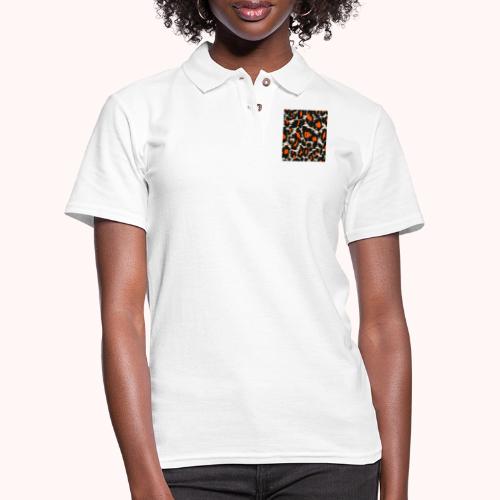 orange and black shaded leopard pattern - Women's Pique Polo Shirt