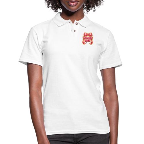 Cute Pink Bow Women’s Day Feminist Symbol - Women's Pique Polo Shirt