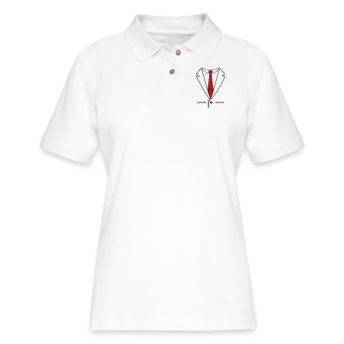 Suit and Red Tie - Women's Pique Polo Shirt
