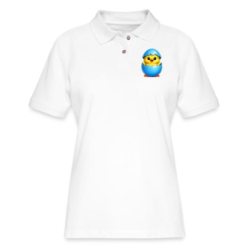 Easter Chick Blue - Women's Pique Polo Shirt
