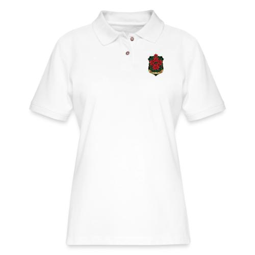 Poinsettia Crest T-Shirt - Women's Pique Polo Shirt