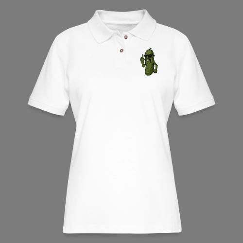 Angry Pickle Flipping the Bird - Women's Pique Polo Shirt