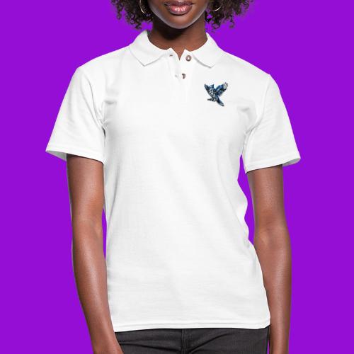 Silver Blue Jay Open Wing Perch - Women's Pique Polo Shirt