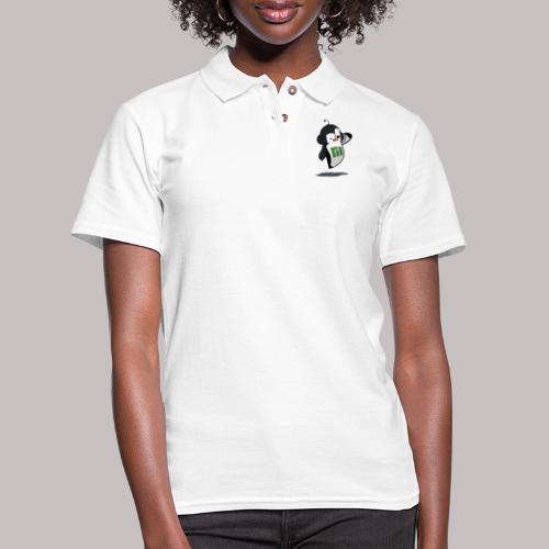 Manjaro Mascot wink hello left - Women's Pique Polo Shirt