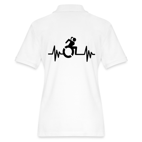 Wheelchair girl with a heartbeat. frequency # - Women's Pique Polo Shirt