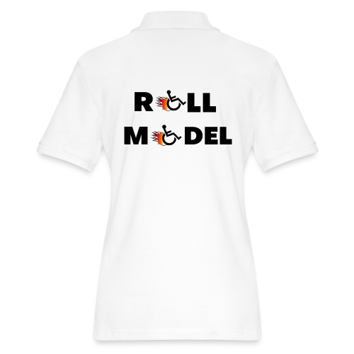 Roll model in a wheelchair, for wheelchair users - Women's Pique Polo Shirt