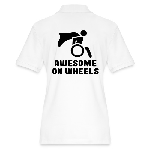 Awsome on wheels, wheelchair humor, roller fun - Women's Pique Polo Shirt