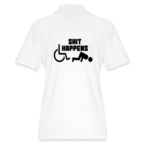 Shit happens. Wheelchair humor shirt # - Women's Pique Polo Shirt