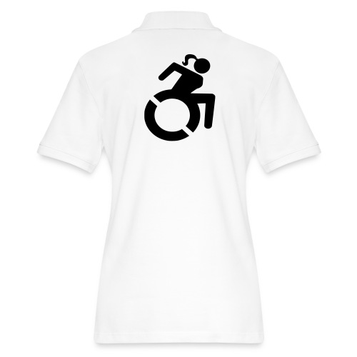 Wheelchair woman symbol. lady in wheelchair - Women's Pique Polo Shirt