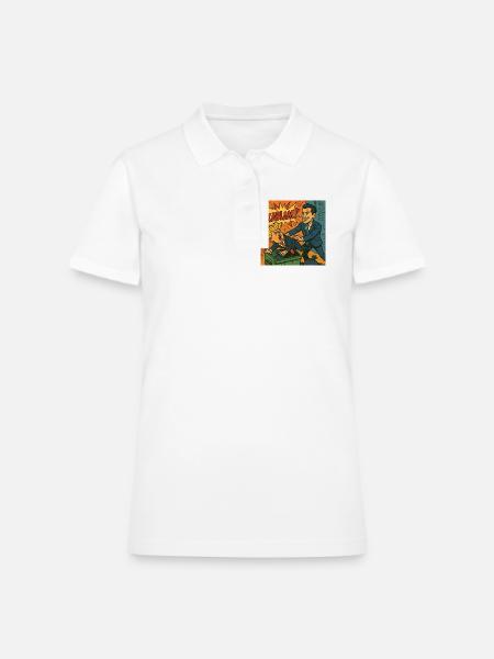 Comic Style Office Conflict Illustration - Women's Pique Polo Shirt - white - Front