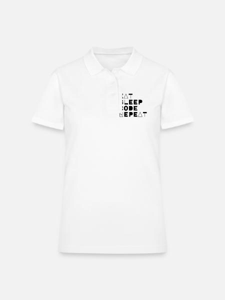 Geometric Code Life Eat Sleep Code Repeat - Women's Pique Polo Shirt - white - Front