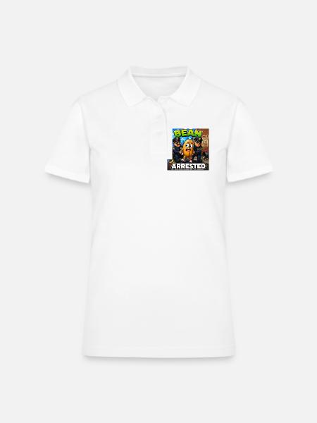 Bean Arrested | Funny Cartoon Bean - Women's Pique Polo Shirt - white - Front