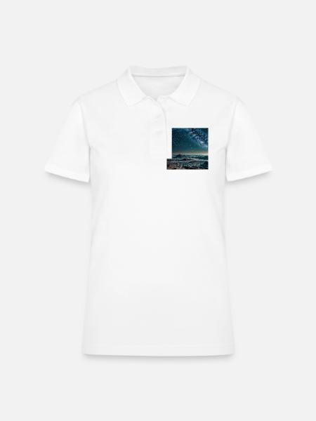 Milky Way Over Alpine Peaks - Women's Pique Polo Shirt - white - Front