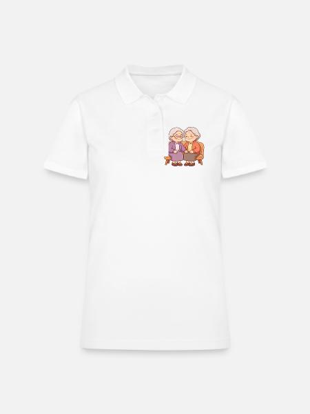 Warm Grandmothers on Bench - Women's Pique Polo Shirt - white - Front