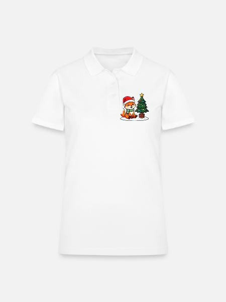 Cosy Fox Santa Scene - Women's Pique Polo Shirt - white - Front