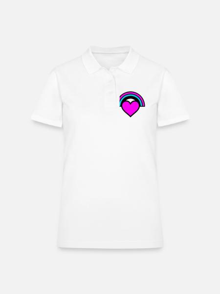 Rainbow Heart Icon - Women's Pique Polo Shirt - white - Front