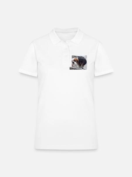 Cavalier Duo on Bench - Women's Pique Polo Shirt - white - Front