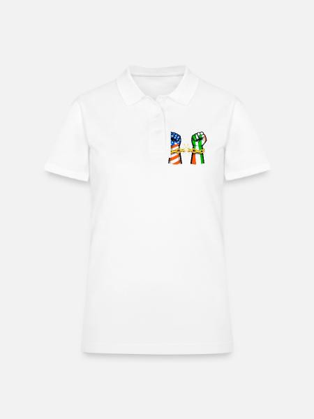 Breaking Chains of Conflict  Symbolic Fists . - Women's Pique Polo Shirt - white - Front