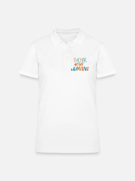 Teacher Of Tiny Humans Cute Colorful Preschool Kin - Women's Pique Polo Shirt - white - Front