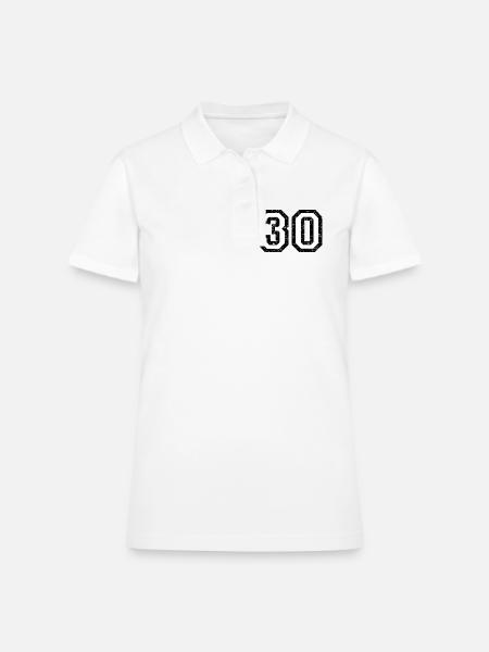 Number 30 (Vintage Black&White) No.30 - Women's Pique Polo Shirt - white
