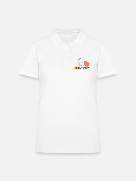 SILENT_VIBES - Women's Pique Polo Shirt - white