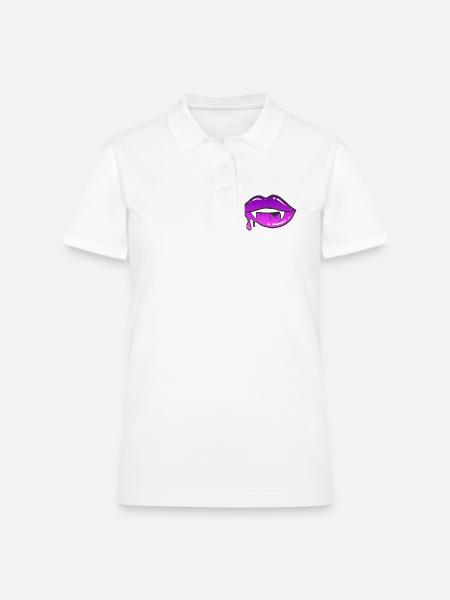 Neon Vampire Lip Bite - Women's Pique Polo Shirt - white - Front