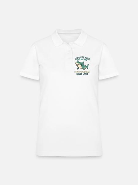 Funny Grammar Teacher Quote - Let's Eat Kids - Women's Pique Polo Shirt - white - Front